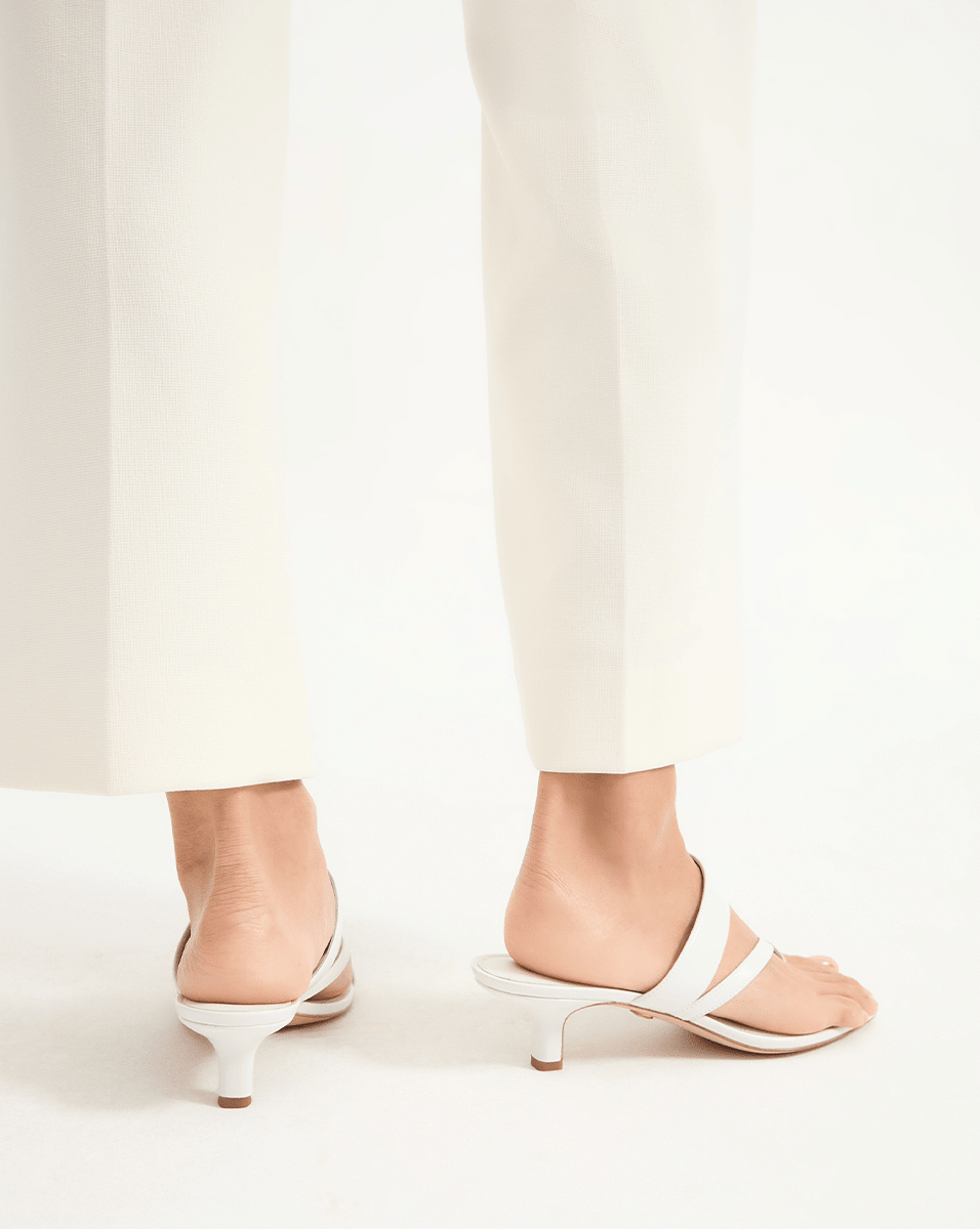 Leather Kitten Heel Sandals with Criss-Cross Straps | Alanis