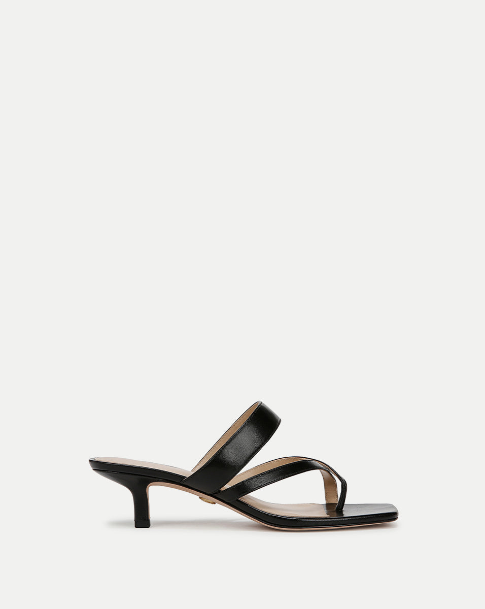 Leather Kitten Heel Sandals with Criss-Cross Straps | Alanis