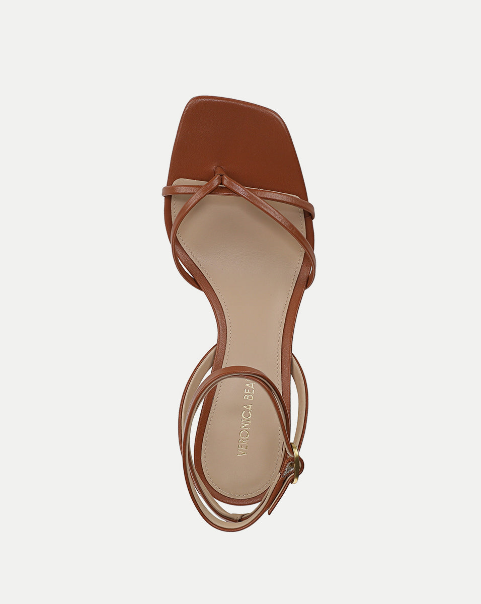 Leather Ankle-Wrap Sandals with Kitten Heel | Caterina