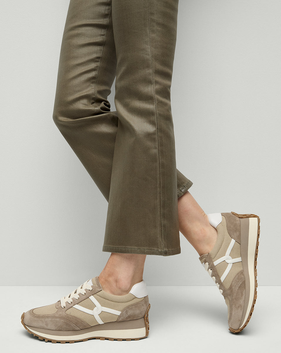 Valentina Leather Sneakers with Cushioned Midsole & Suede Details | Comfortable & Stylish