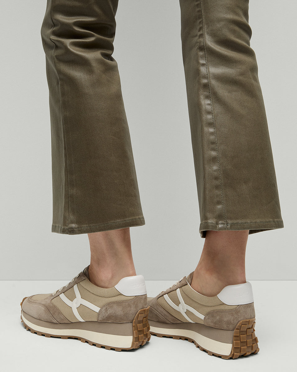 Valentina Leather Sneakers with Cushioned Midsole & Suede Details | Comfortable & Stylish