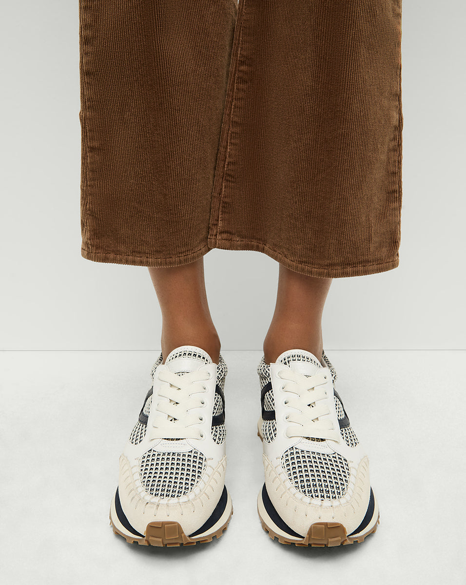 Valentina Leather Sneakers with Cushioned Midsole & Suede Details | Comfortable & Stylish