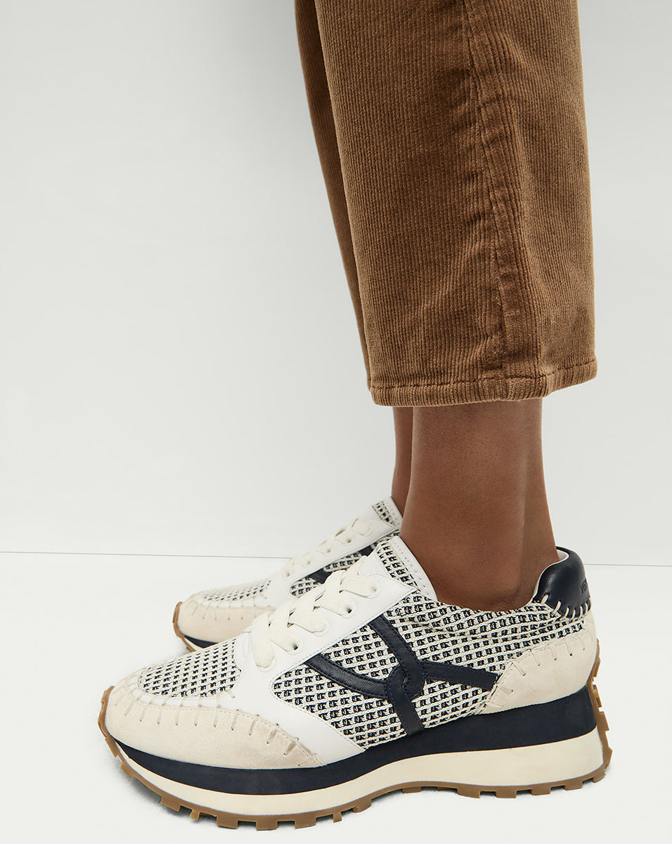 Valentina Leather Sneakers with Cushioned Midsole & Suede Details | Comfortable & Stylish