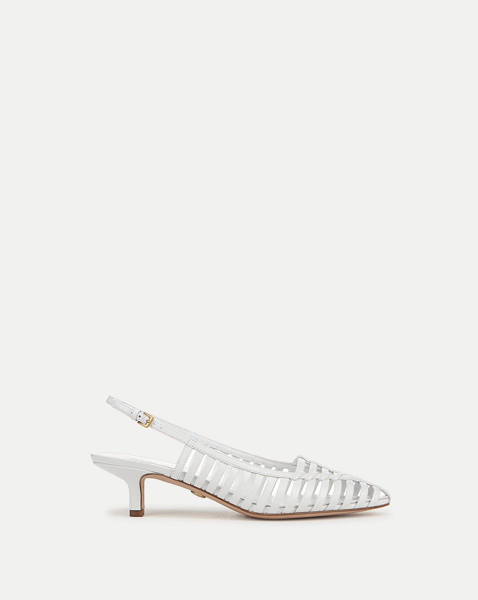 Leather Slingback Pump with Kitten Heel | Britte
