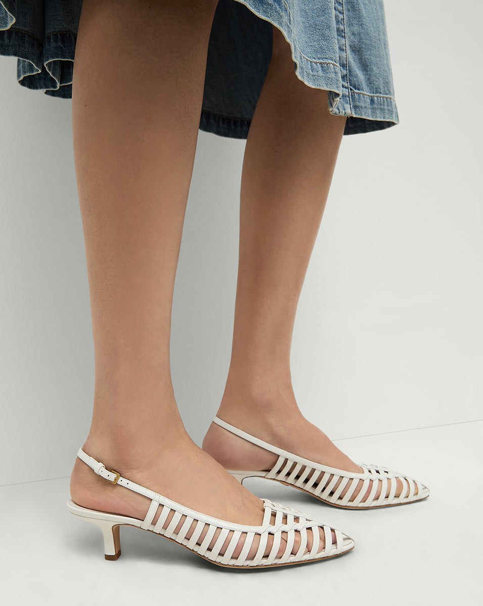 Leather Slingback Pump with Kitten Heel | Britte