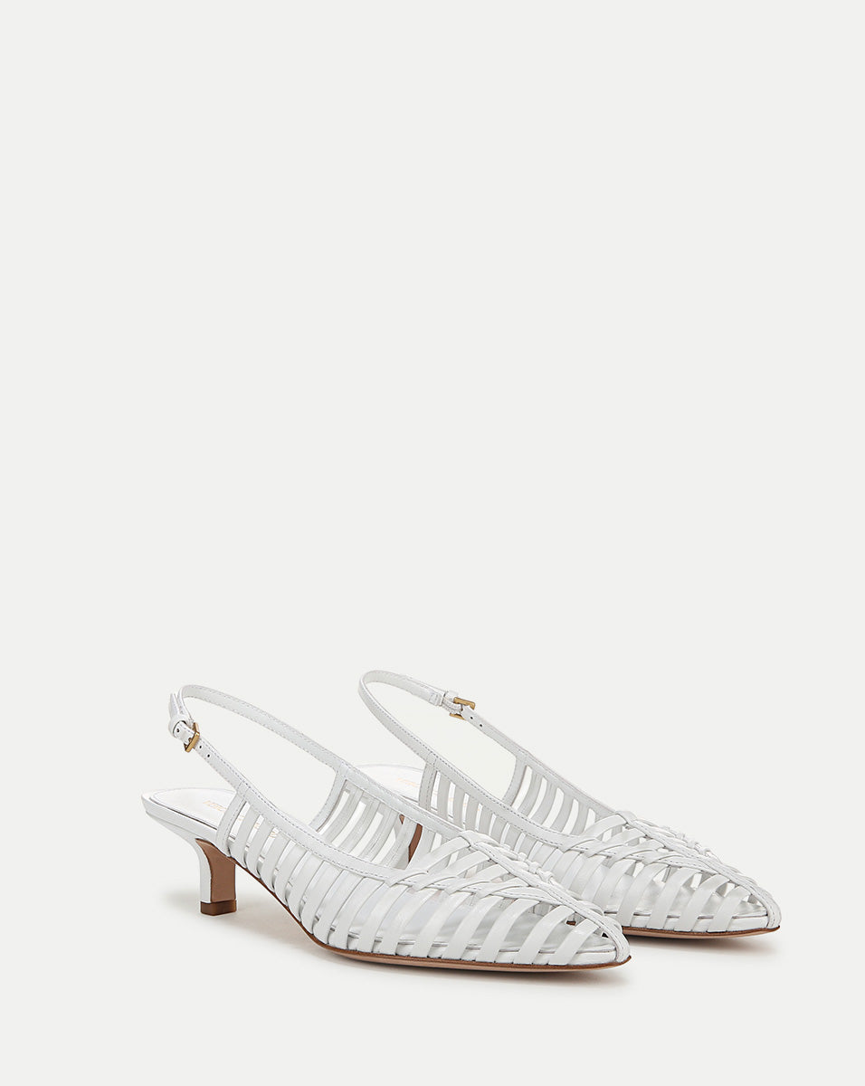 Leather Slingback Pump with Kitten Heel | Britte