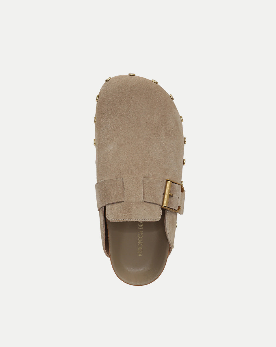 Studded Suede Clog with Adjustable Buckle | Fern
