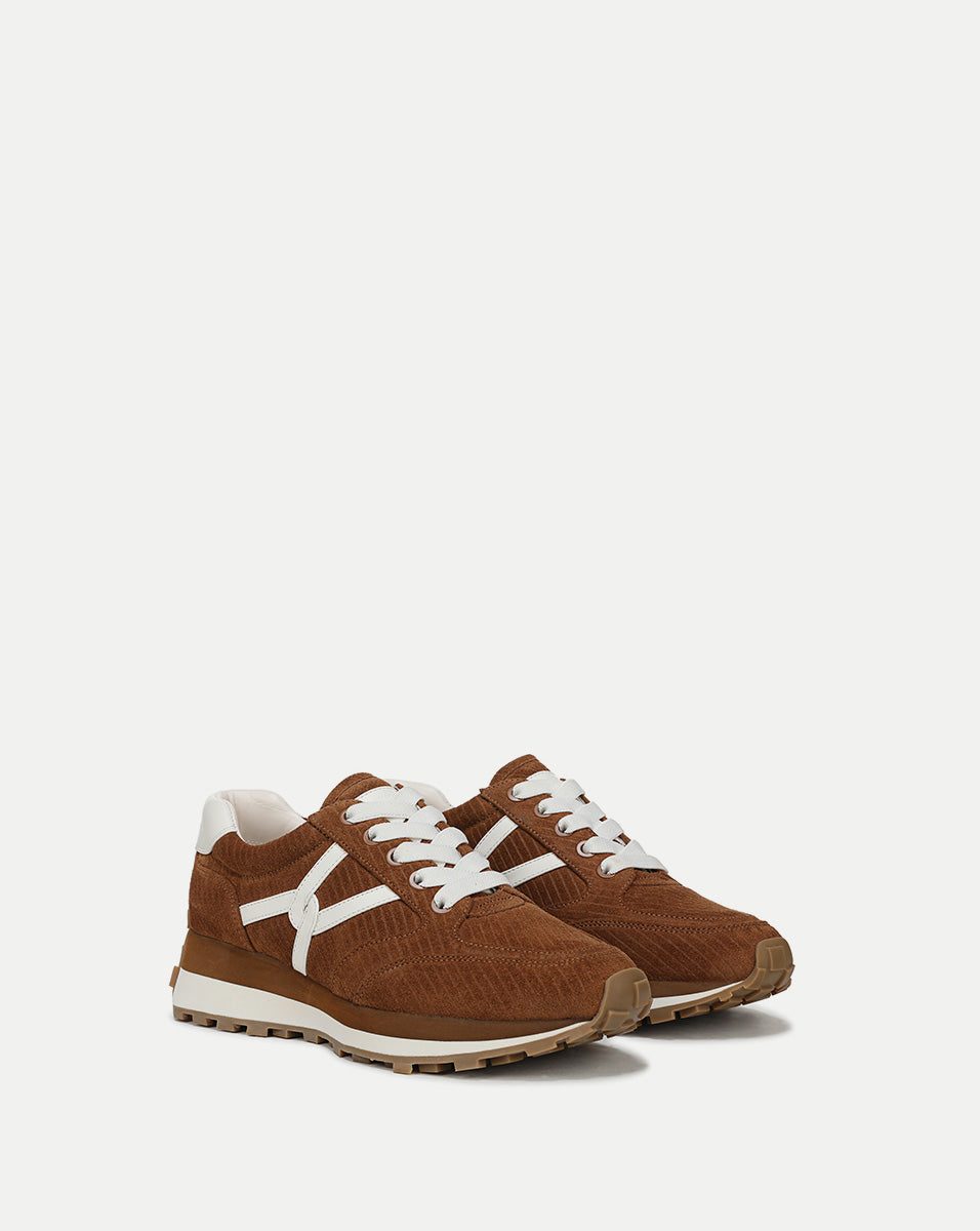 Corduroy Sneakers with 1" Platform & Leather Details | Valentina