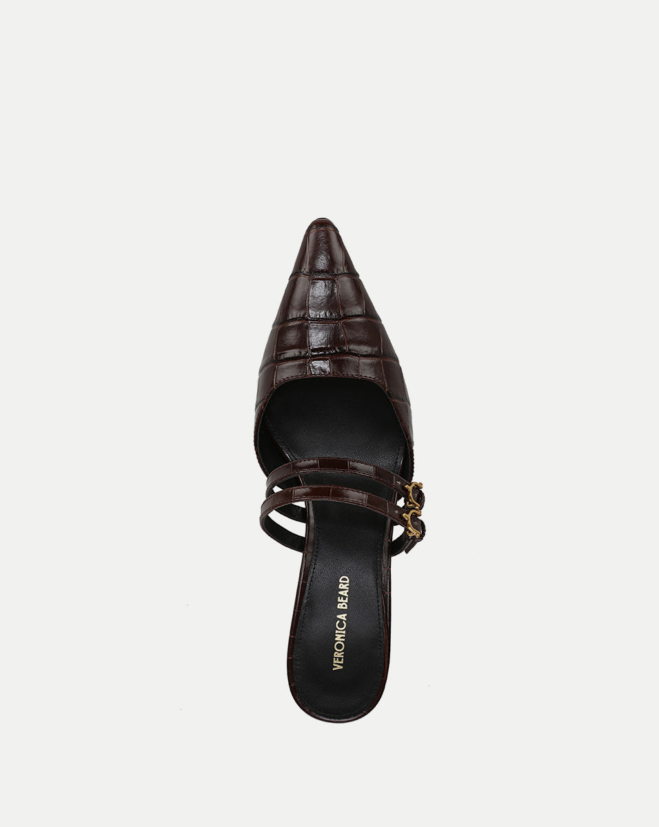 Black Suede Kitten-Heel Mule with Mary Jane Straps | Corrie