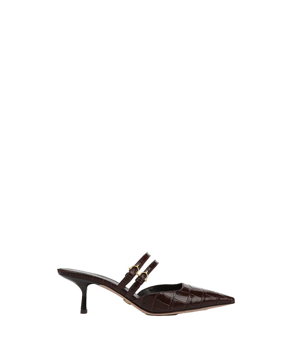 Black Suede Kitten-Heel Mule with Mary Jane Straps | Corrie