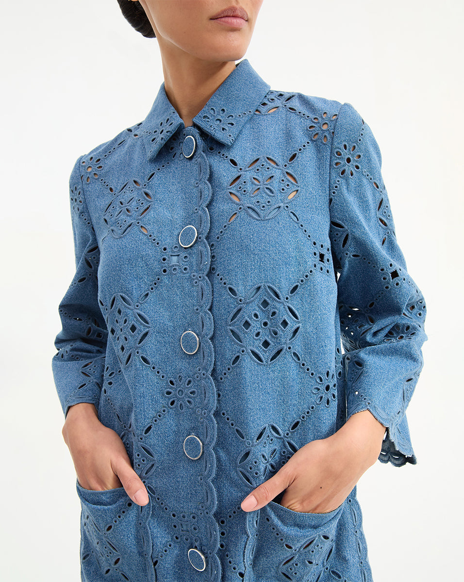 Eyelet Shirtdress in 100% Cotton with Scallop Detailing | Erilyn