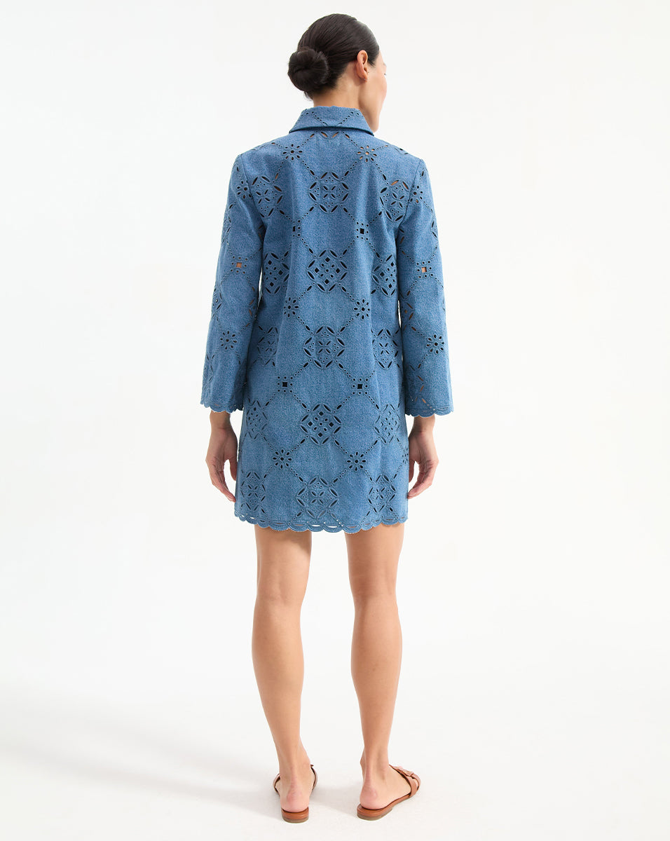 Eyelet Shirtdress in 100% Cotton with Scallop Detailing | Erilyn