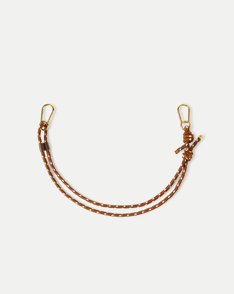 Adjustable Paracord Bag Strap with Leather Fastener | Gold Accent Tips