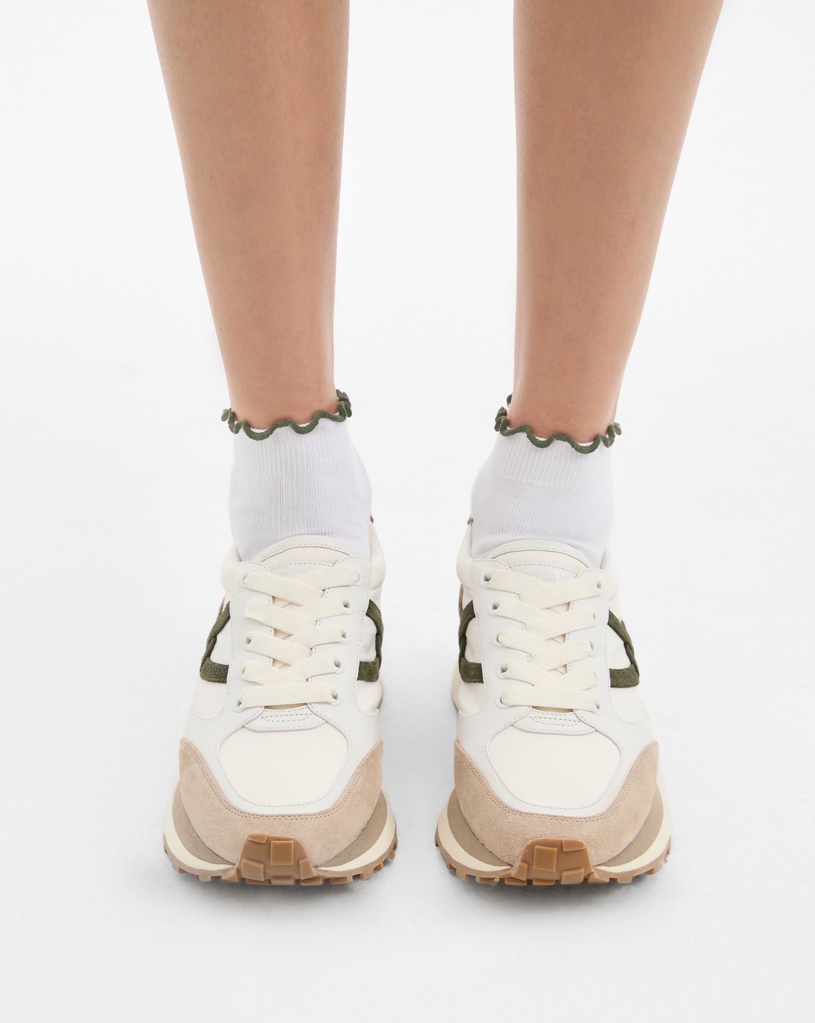 Valentina Leather Sneakers with Cushioned Midsole & Suede Details | Comfortable & Stylish