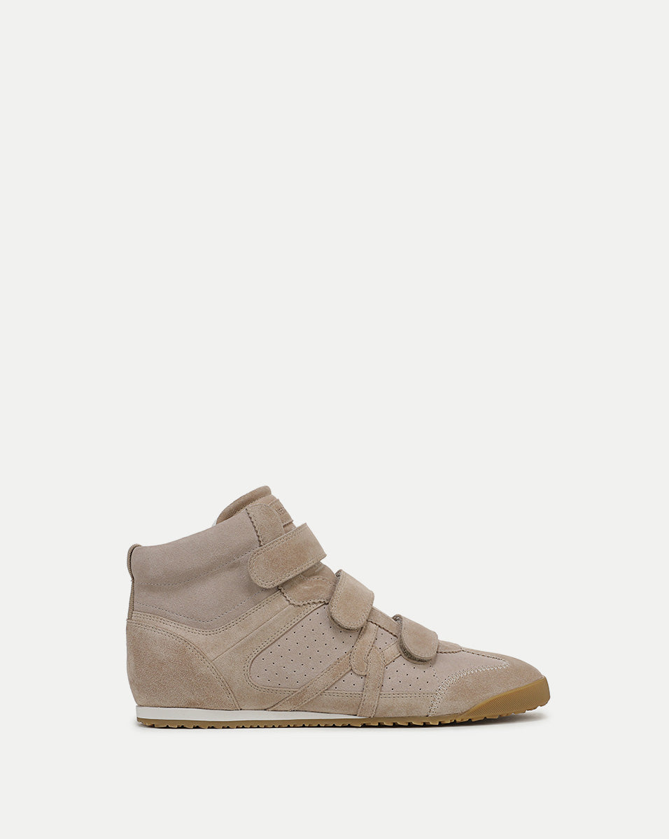 White Leather High-Top Sneakers with Velcro Closure | Nima