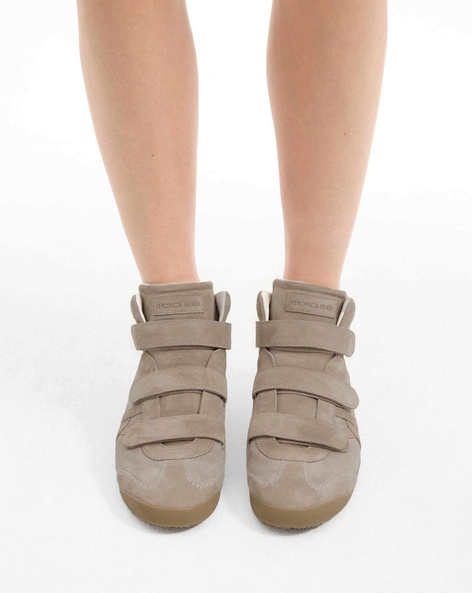 White Leather High-Top Sneakers with Velcro Closure | Nima