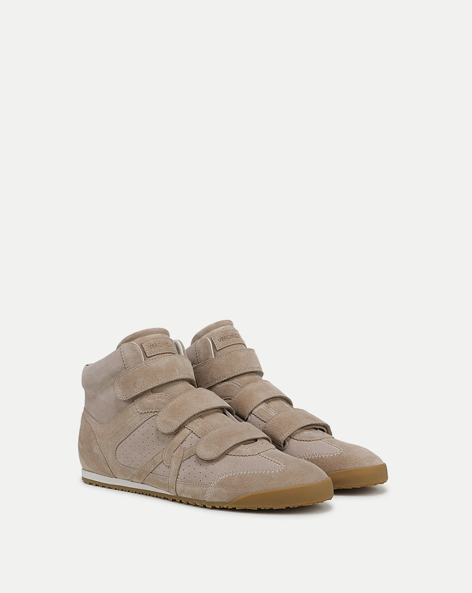 White Leather High-Top Sneakers with Velcro Closure | Nima