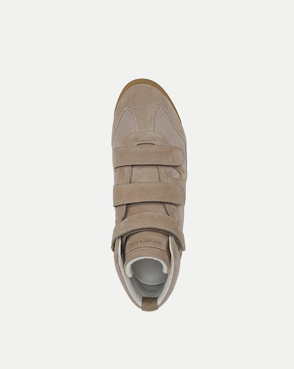 White Leather High-Top Sneakers with Velcro Closure | Nima