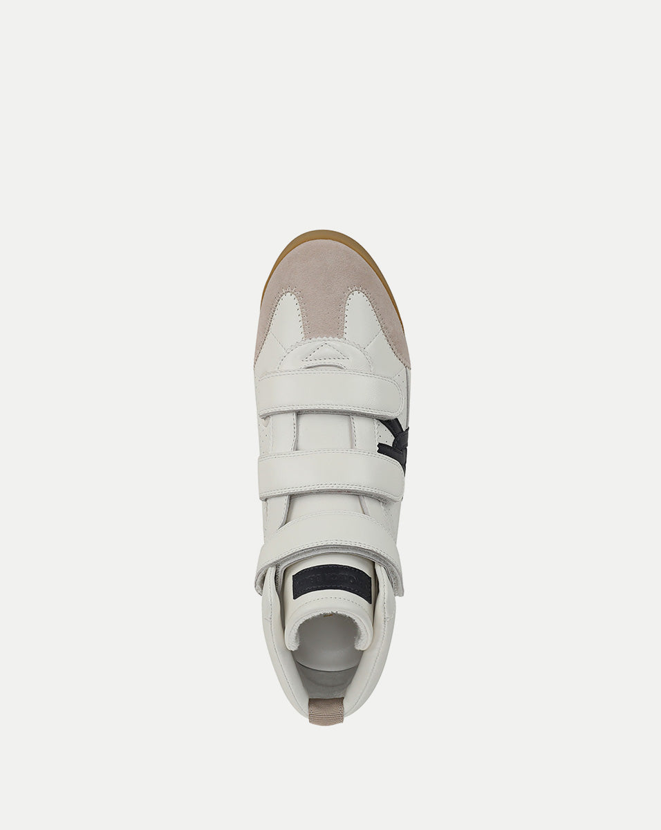White Leather High-Top Sneakers with Velcro Closure | Nima
