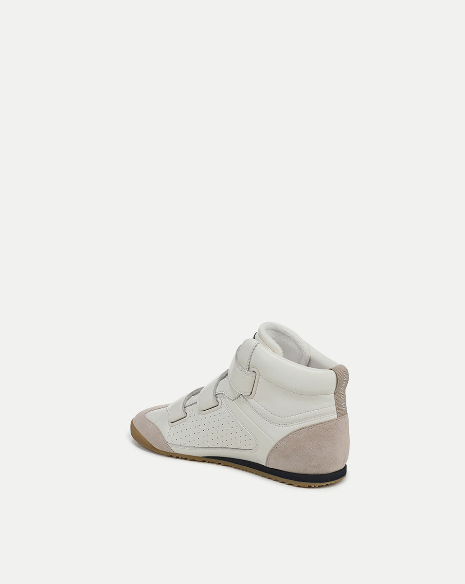 White Leather High-Top Sneakers with Velcro Closure | Nima