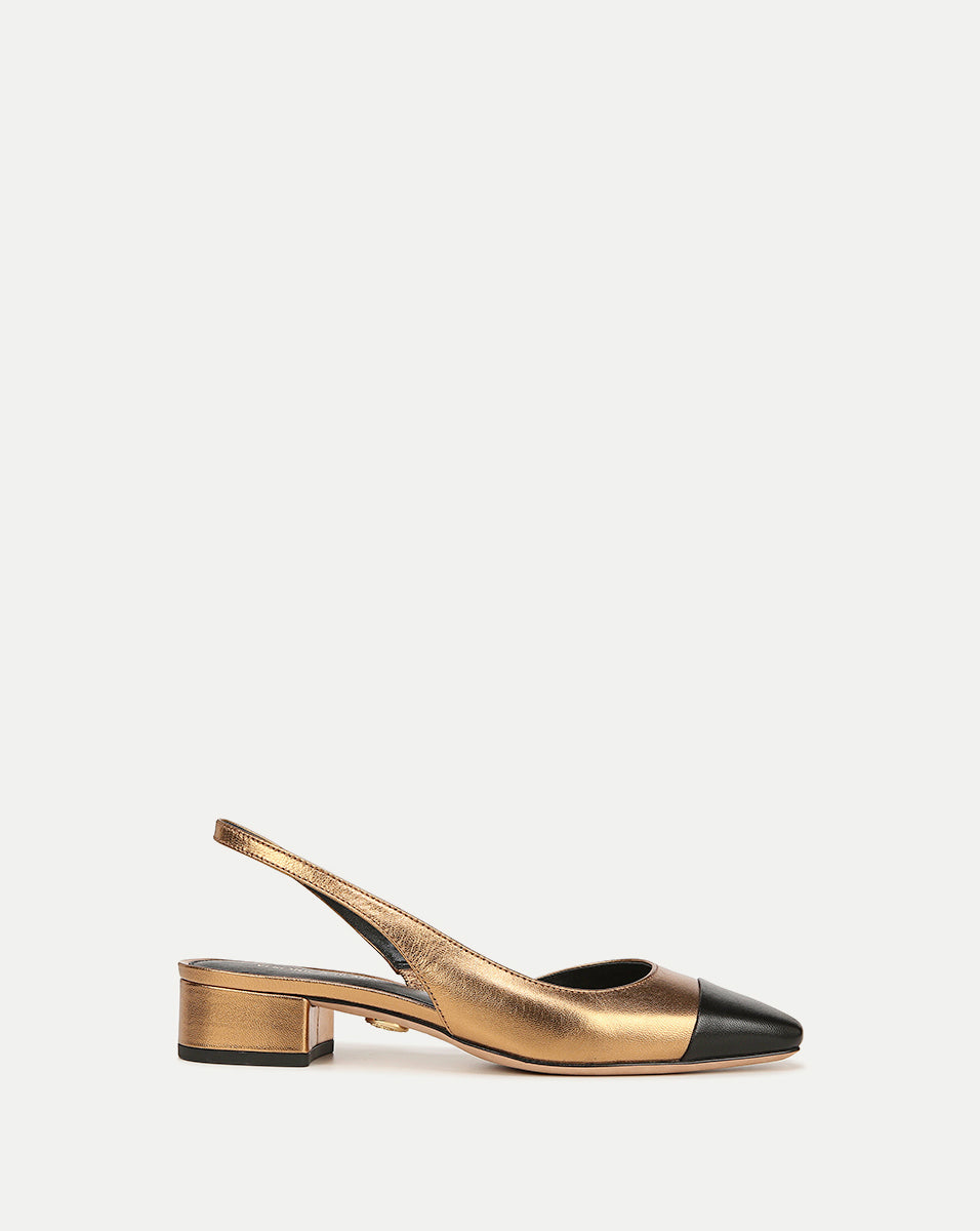 Leather Cap-Toe Slingback with Cushioned Footbed | Cecile