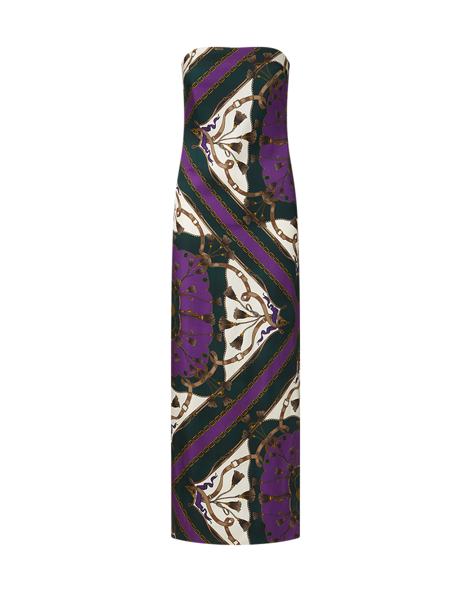 Silk Strapless Maxi Dress with Bold Print | Flora Silk Dress