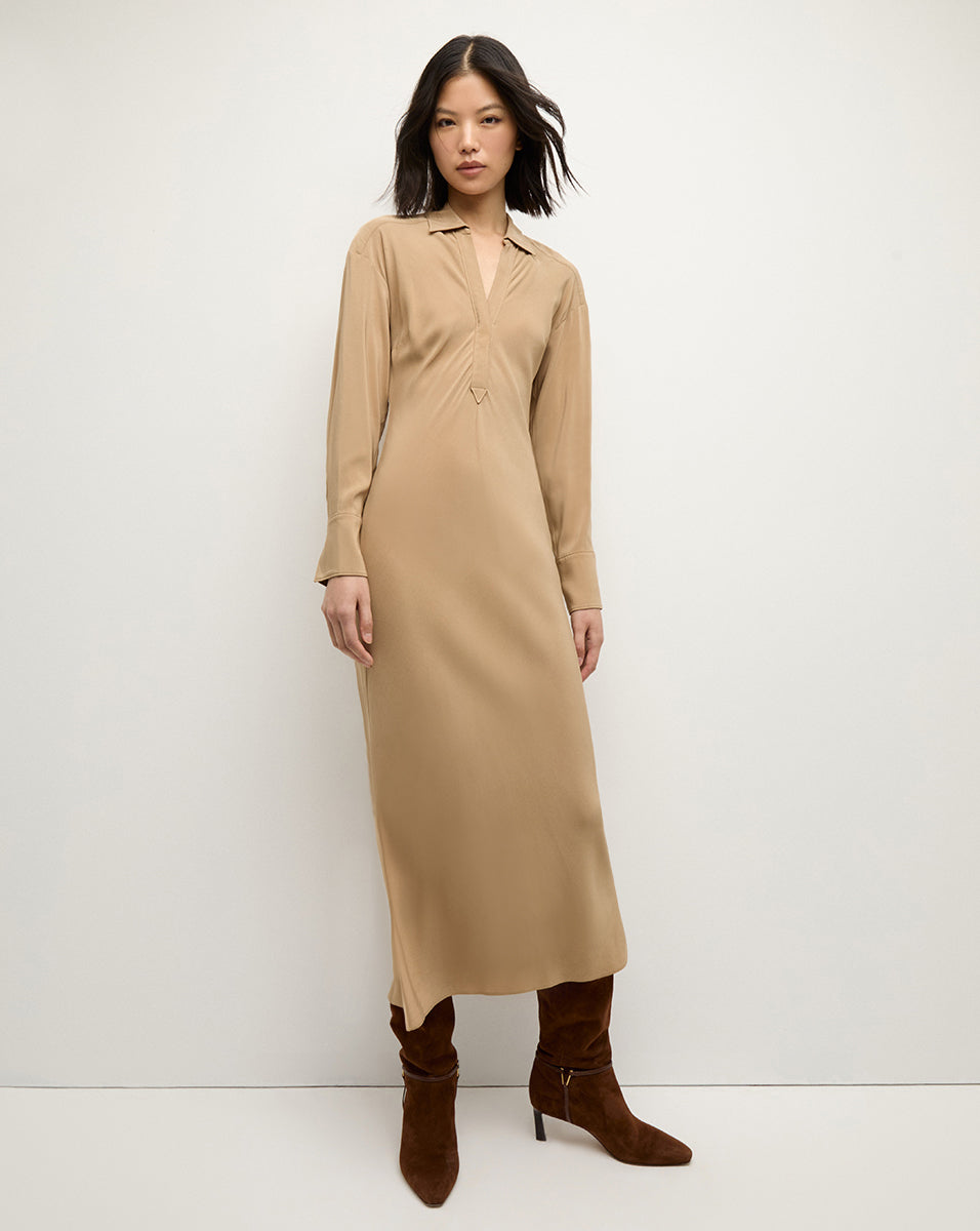 Elegant Drop Shoulder Liberty Dress with Stretch | Dry Clean Only