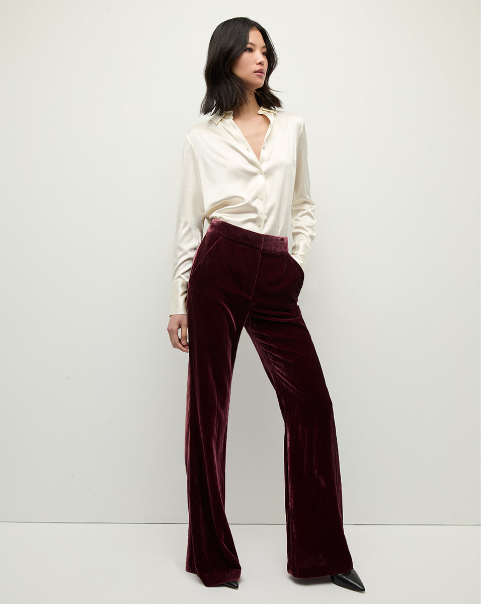 Luxury Velvet Pants for Women | High-Rise Flared Leg | Lebone