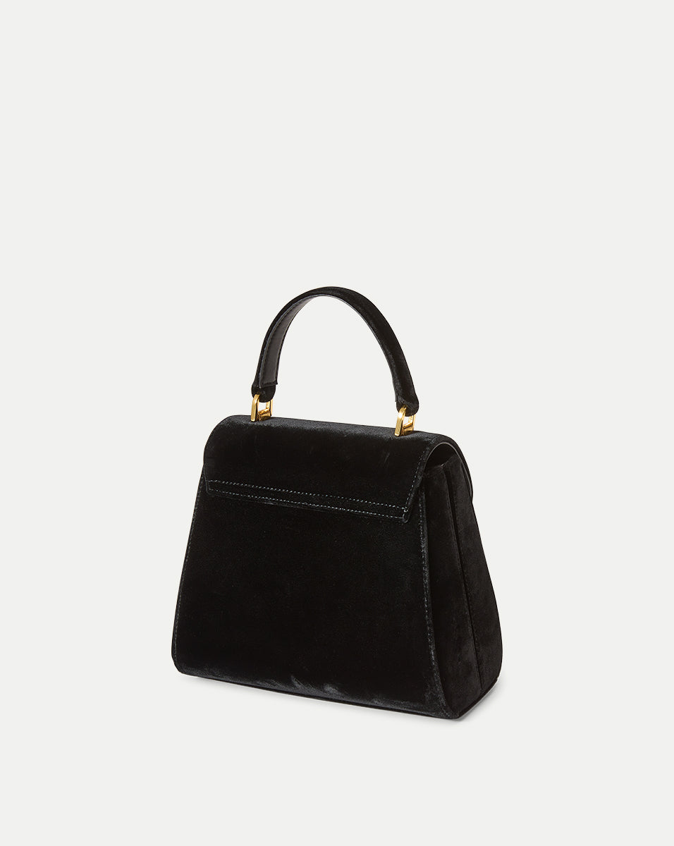 Velvet Evening Bag with Crest Lock & Removable Strap | Poppy Delevingne Collection