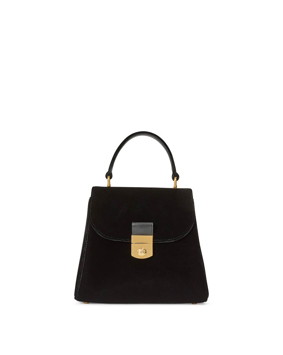 Velvet Evening Bag with Crest Lock & Removable Strap | Poppy Delevingne Collection