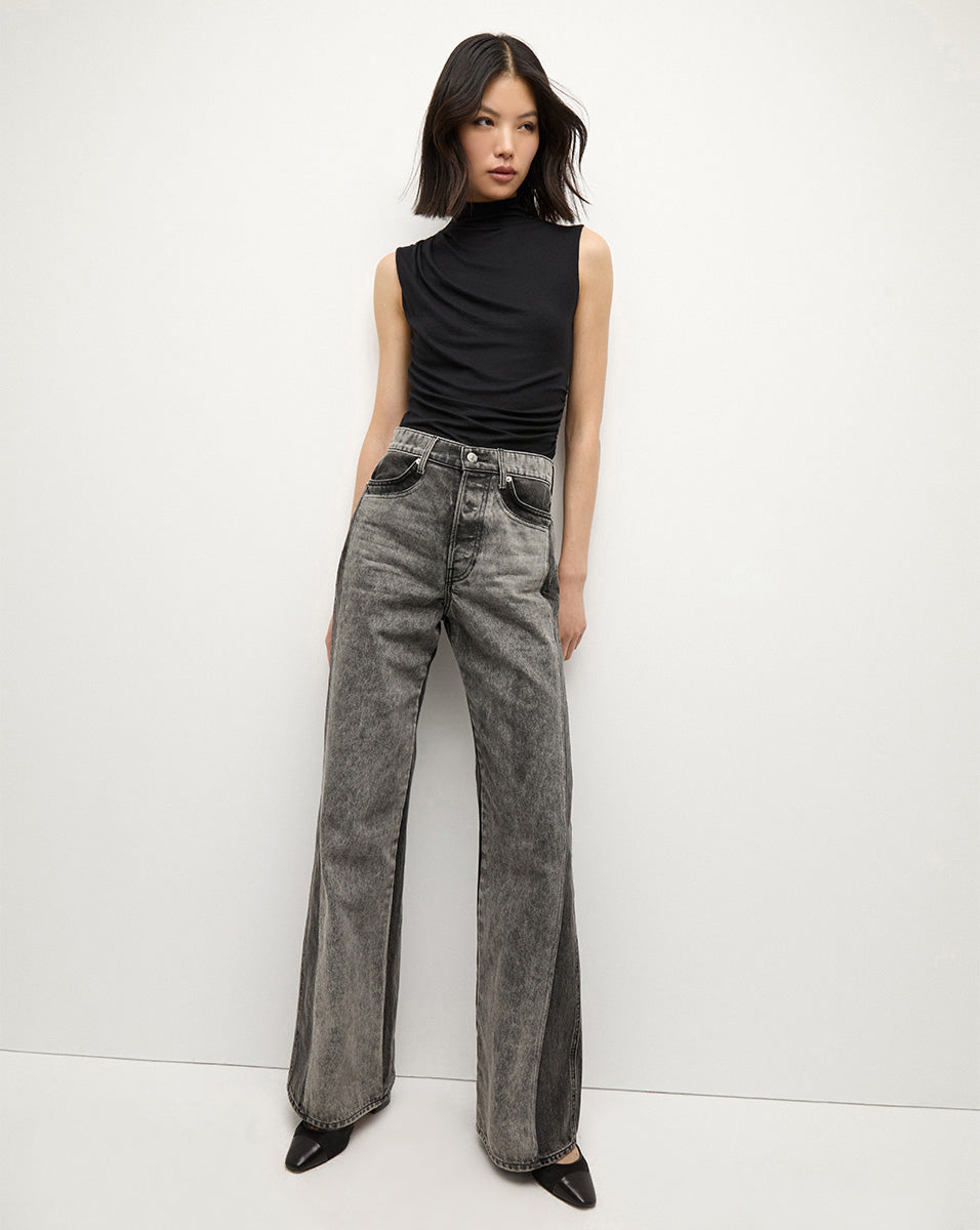 Two-Tone High-Rise Wide-Leg Jeans | Taylor Denim