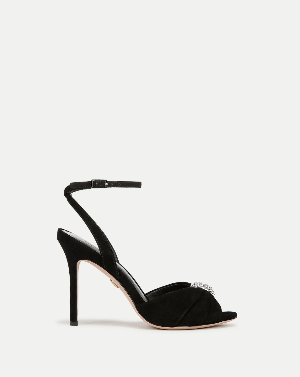 Genevieve Peep-Toe Stiletto Sandals for Parties | Ankle Strap & Padded Insole