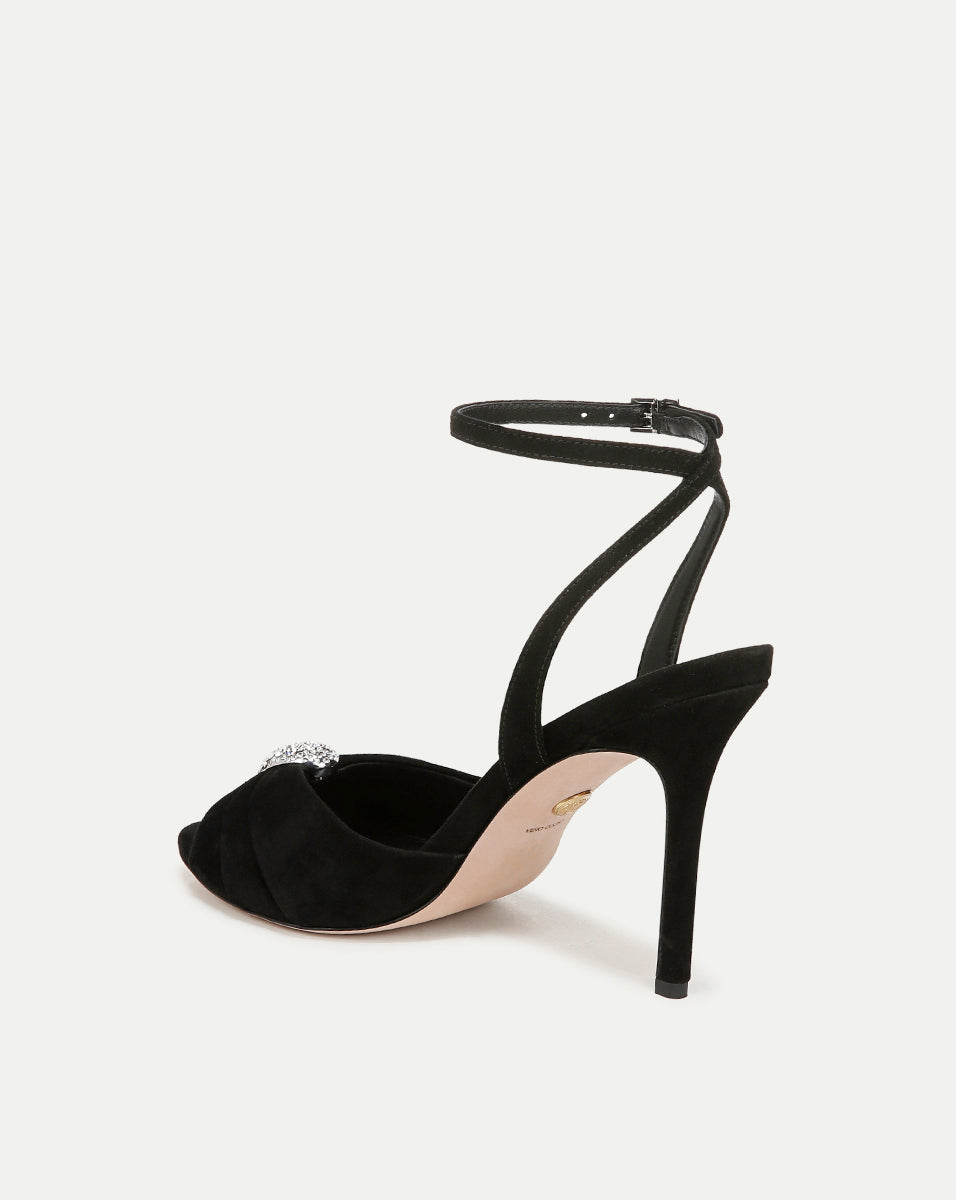 Genevieve Peep-Toe Stiletto Sandals for Parties | Ankle Strap & Padded Insole