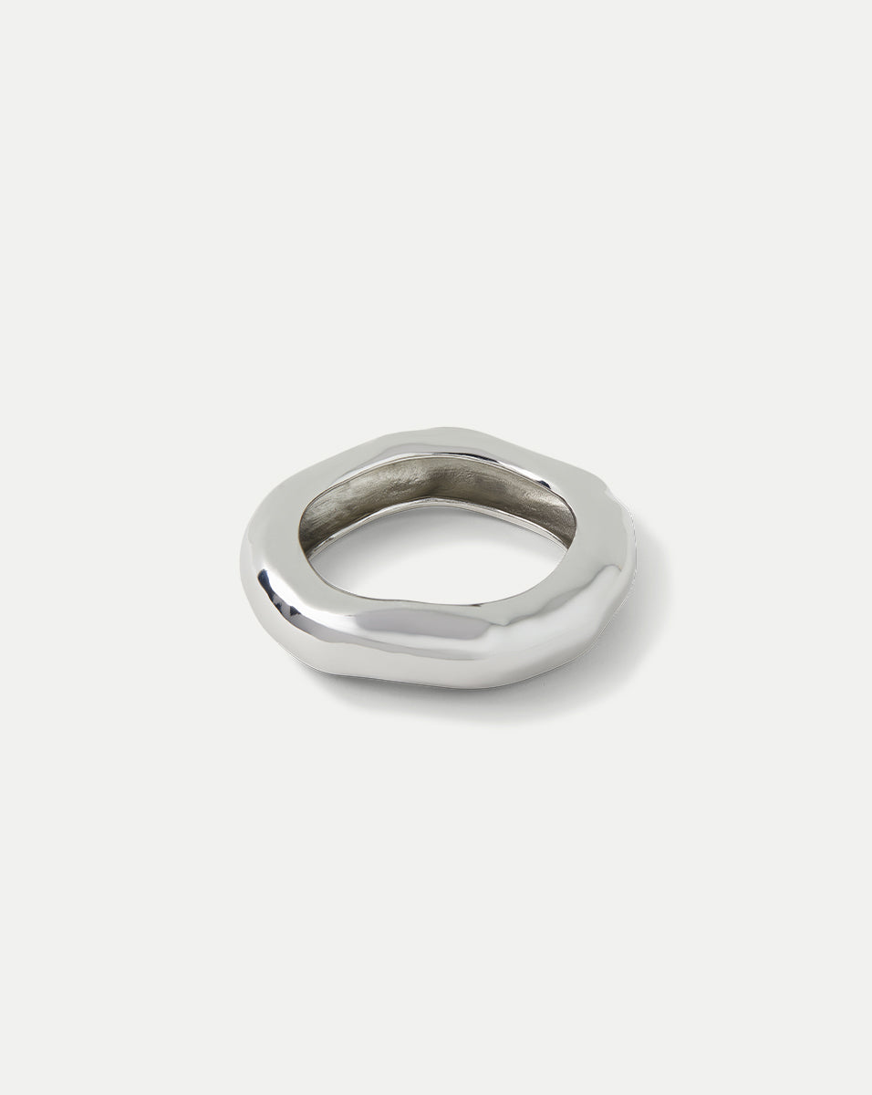 Large Silver Bangle Bracelet | Alexis Bittar Rhodium Plated Brass