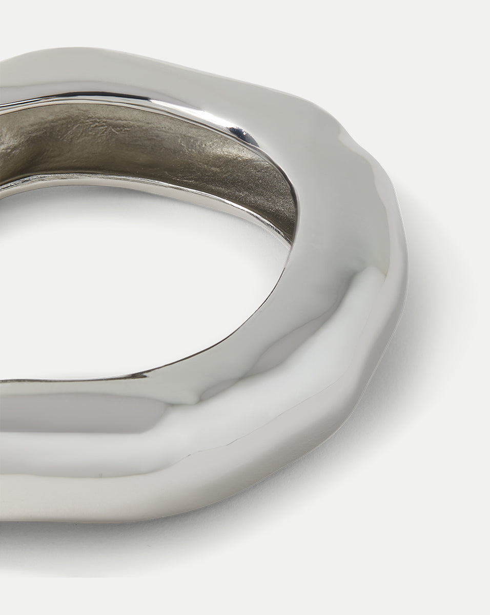 Large Silver Bangle Bracelet | Alexis Bittar Rhodium Plated Brass