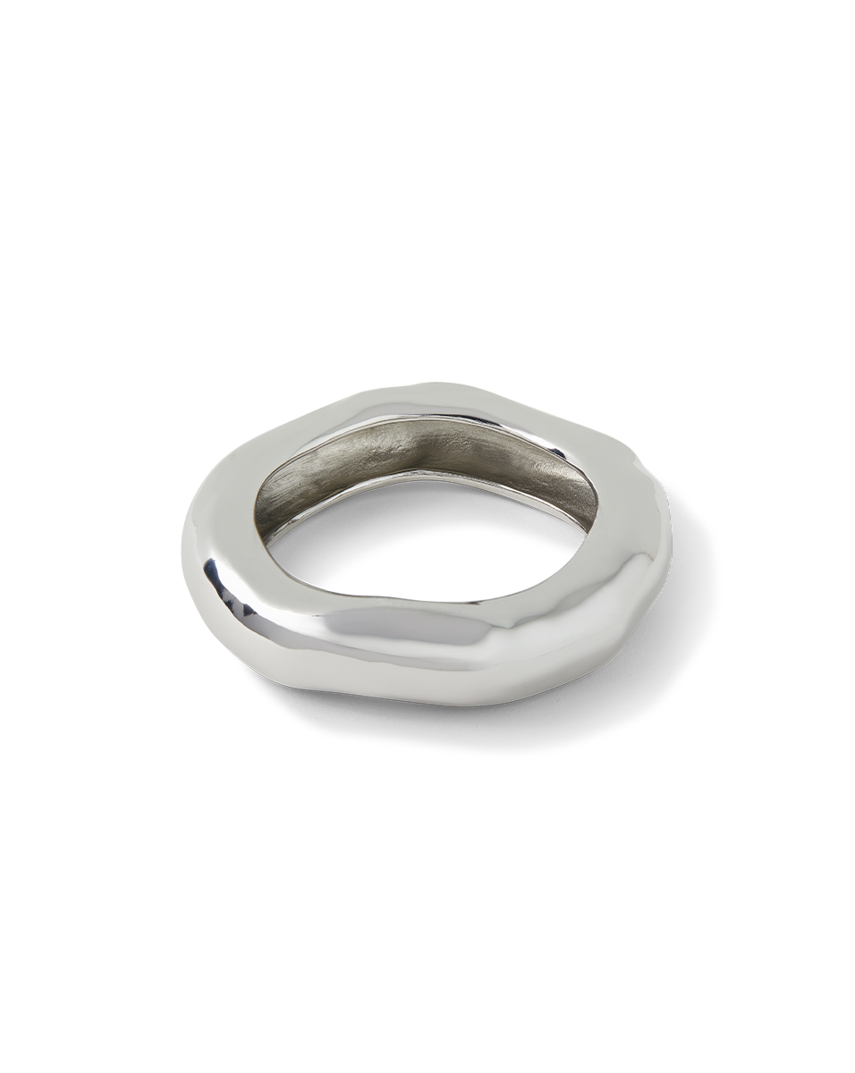 Large Silver Bangle Bracelet | Alexis Bittar Rhodium Plated Brass