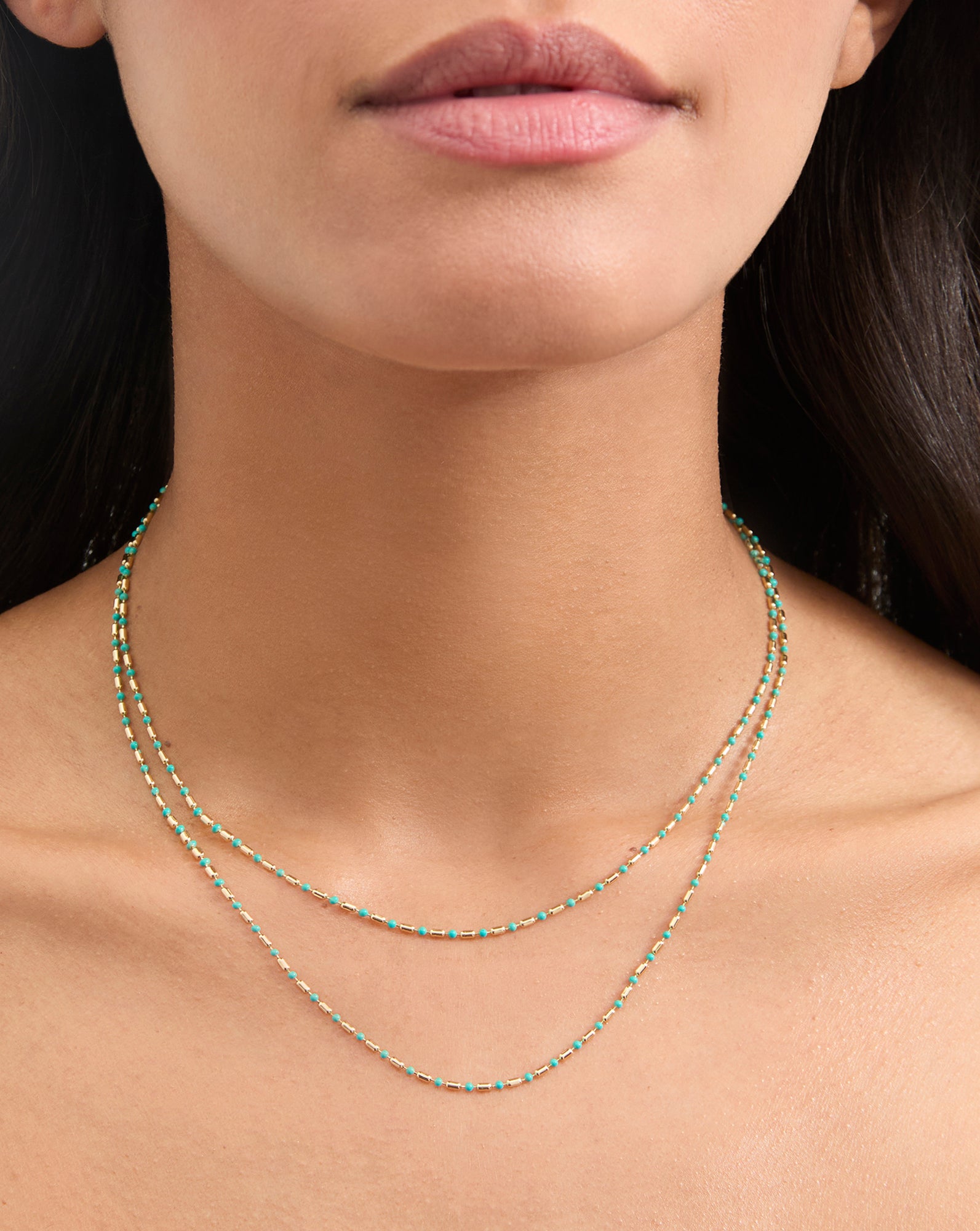 18" Gold-Plated Enamel Bead Chain Necklace for Layering | VB