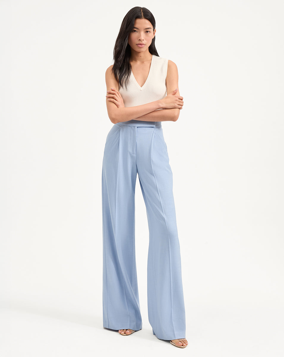 High-Waisted Wide-Leg Pants with Front Pleats | Marbeau