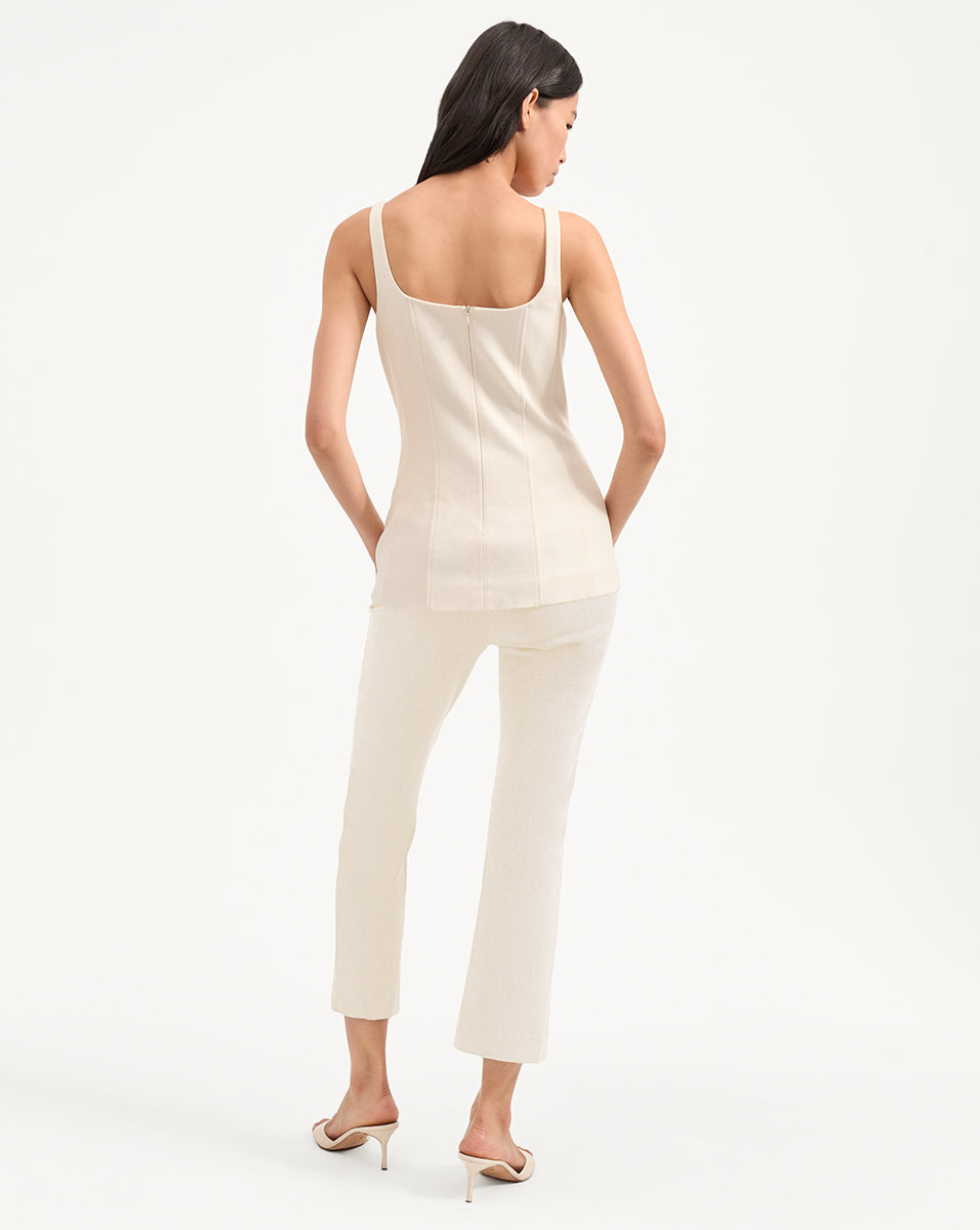 Stretch Denim Button-Up Vest with Cinched Waist | Liana