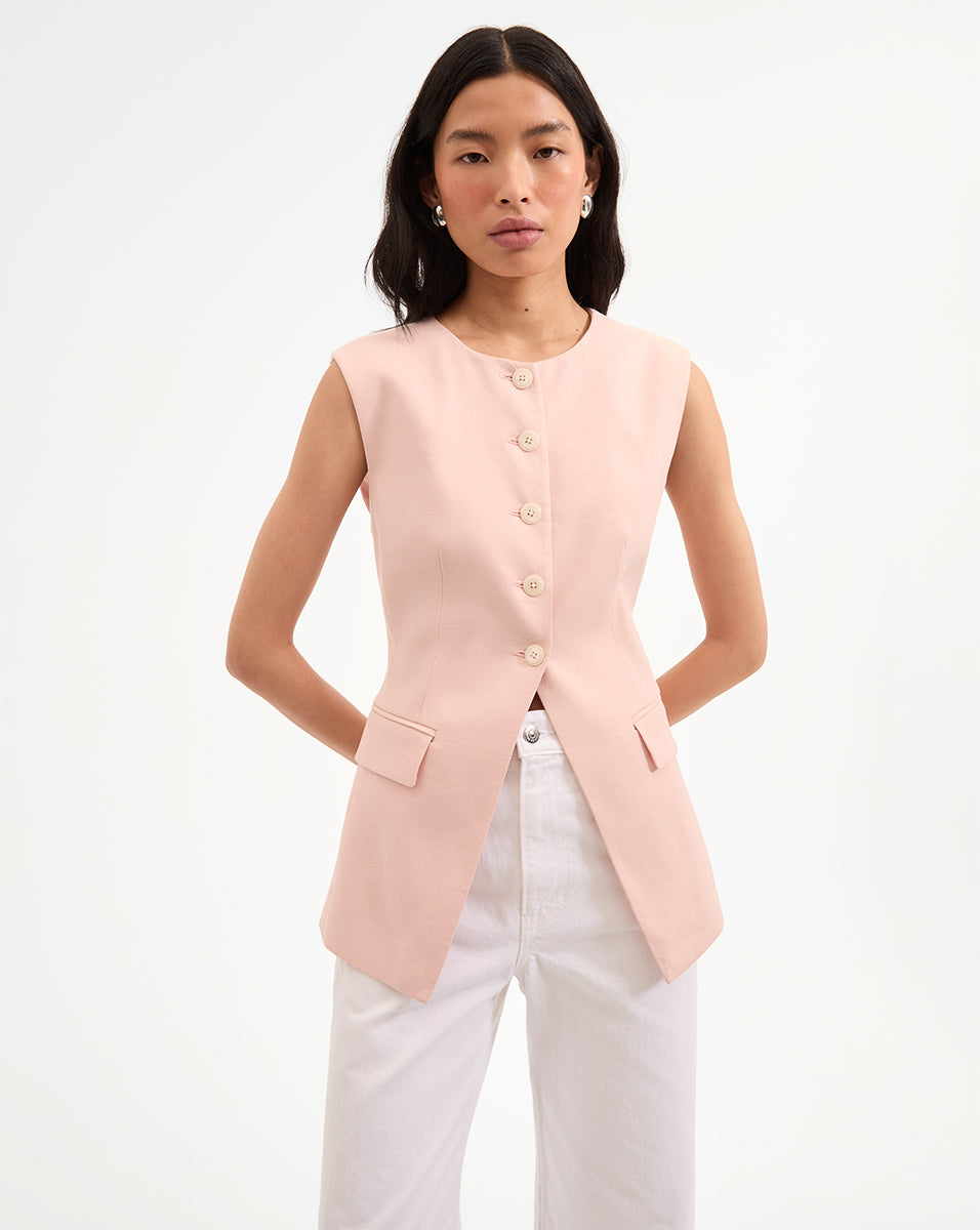 Linen Vest for Women with Cutaway Hem | Lois Italian Stretch Linen