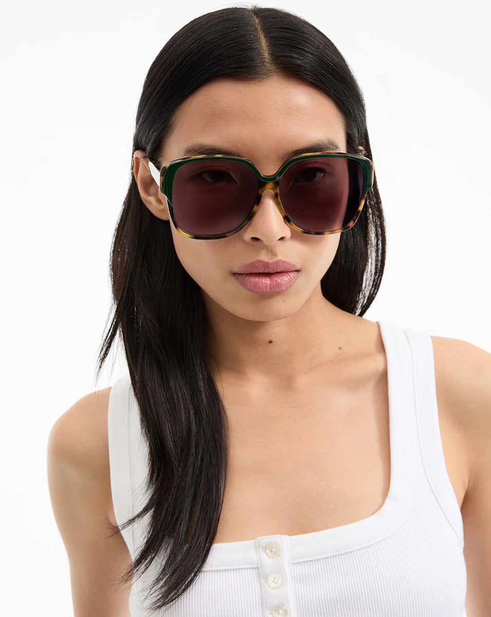 Oversized Sunglasses with Tortoise Frame & Dark Gray Lenses | Selima Optique