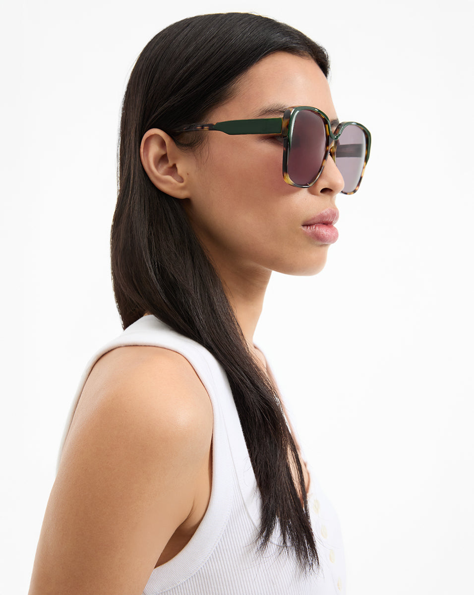 Oversized Sunglasses with Tortoise Frame & Dark Gray Lenses | Selima Optique