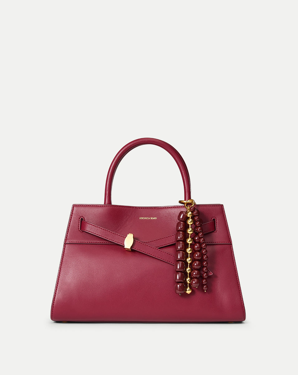 Triple Chain Gold-Plated Bag Charm with Oxblood Beads | Julietta