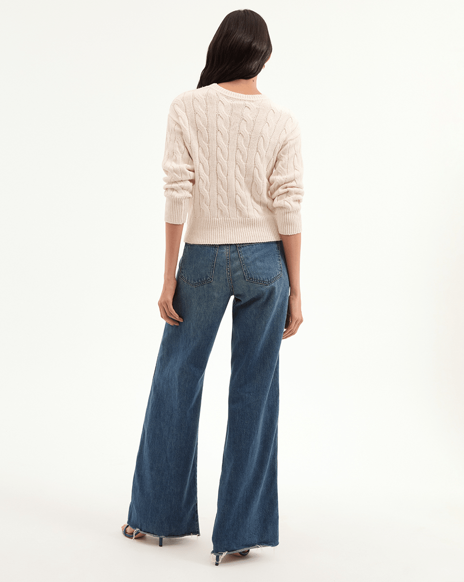 Linen-Silk Cable Knit Sweater for Women | Eleanor Pullover