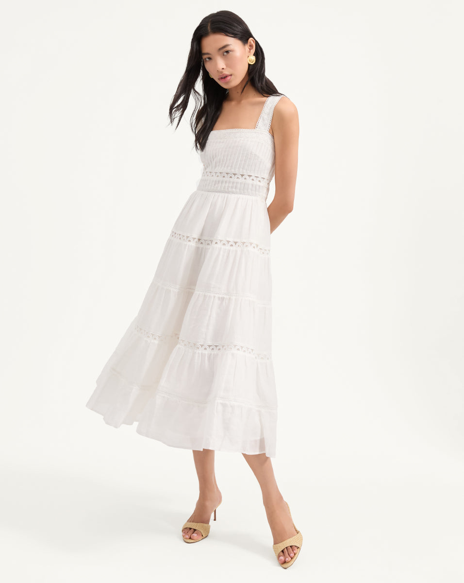 Lightweight Ramie Sundress with Lace Inserts | Lucien Dress