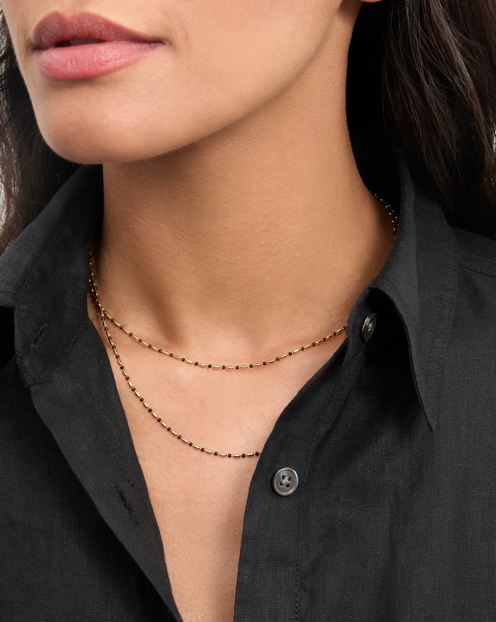 18" Gold-Plated Enamel Bead Chain Necklace for Layering | VB