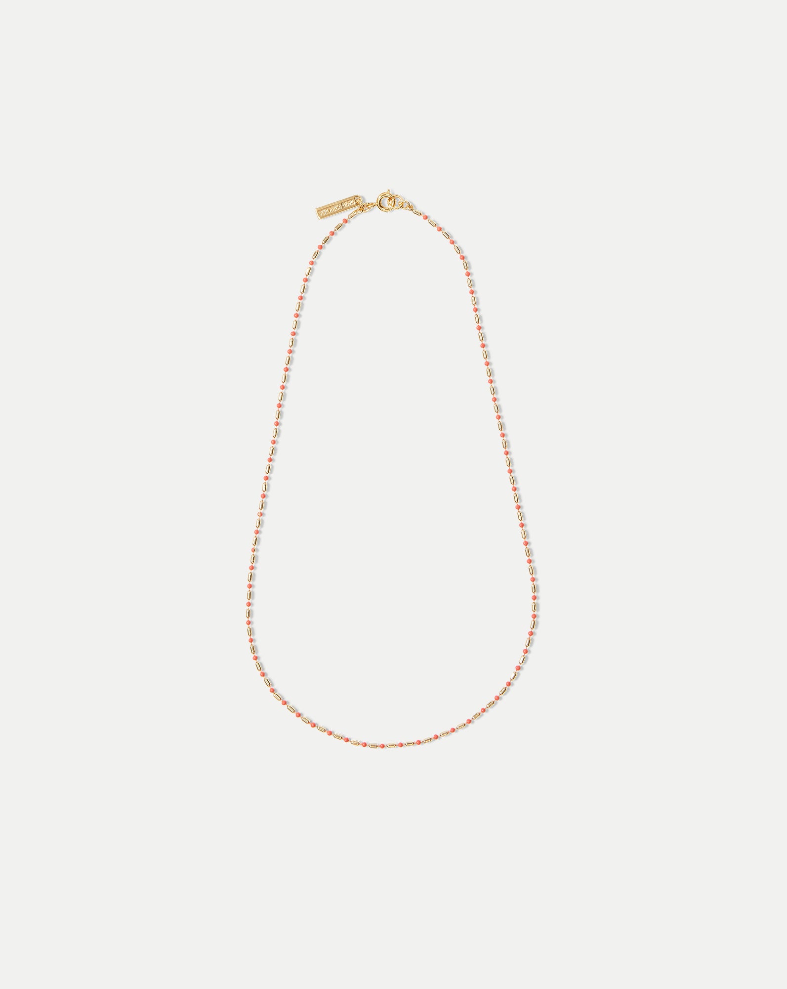 Gold-Plated Enamel Bead Necklace for Layering | 16-inch Chain