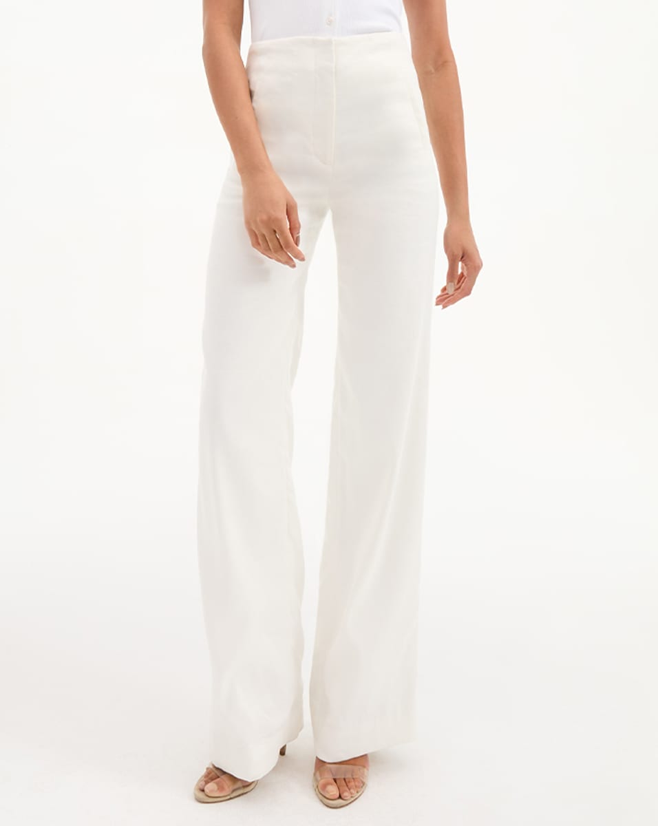 Wide-Leg Linen Pants with Stretch & Waistband | Jude