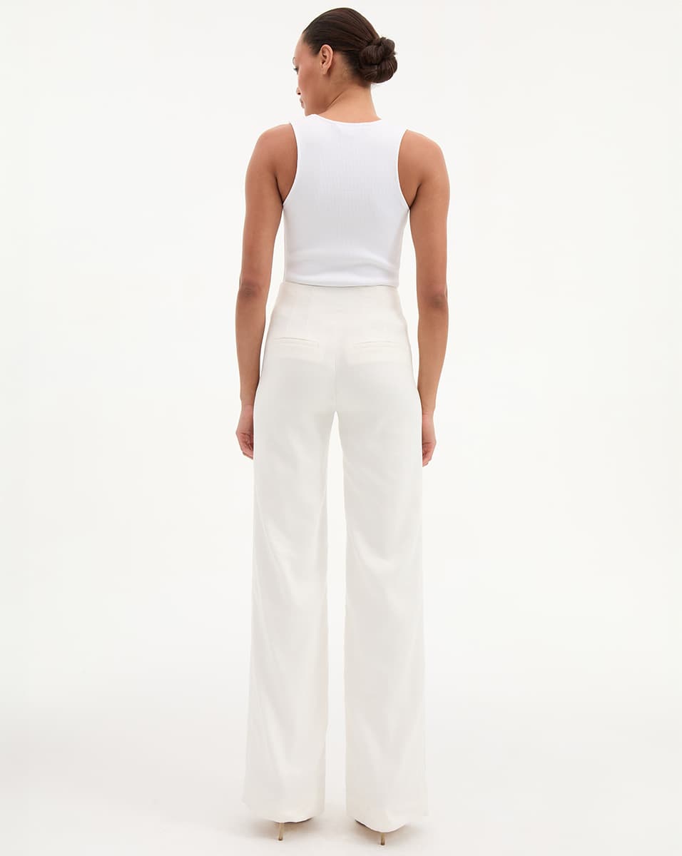 Wide-Leg Linen Pants with Stretch & Waistband | Jude
