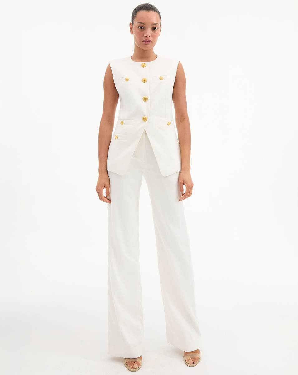 Wide-Leg Linen Pants with Stretch & Waistband | Jude
